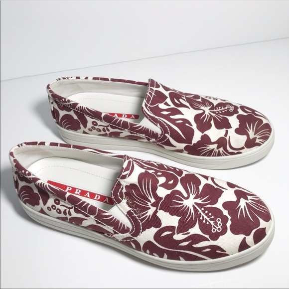 SOLD Prada Linea Rossa Floral-Printed Slip-On - Picture 3 of 7